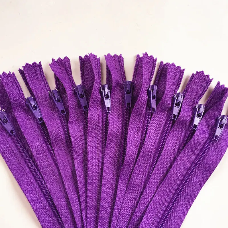 Purple 10 шт. портной катушки закрытые молнии смешанных цветов, нейлоновый одеяло Crafter канализационный 8 дюймов швейные инструменты аксессуары для одежды различных размеров - Цвет: Purple