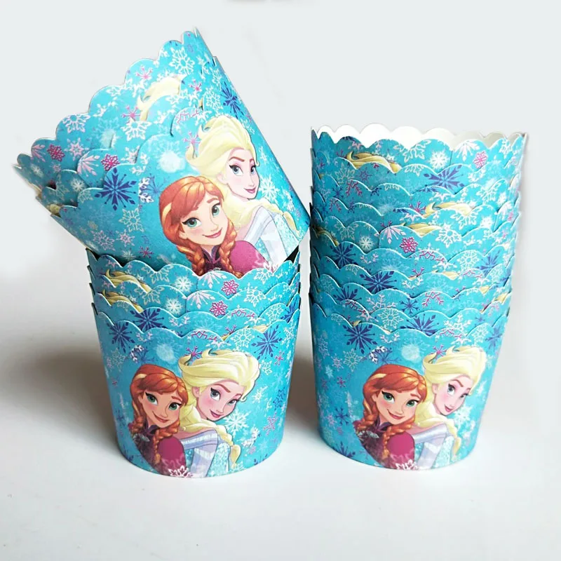 50 шт. синий фон снежинка красивая принцесса Анна Эльза бумага чашка для выпечки