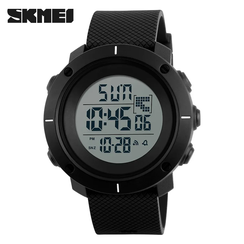 SKMEI 1213 Для мужчин цифровой наручные часы Мода Спортивные часы большой циферблат 2 раз Zone man часы Хронограф Авто Дата сигнализации Открытый часы - Цвет: black