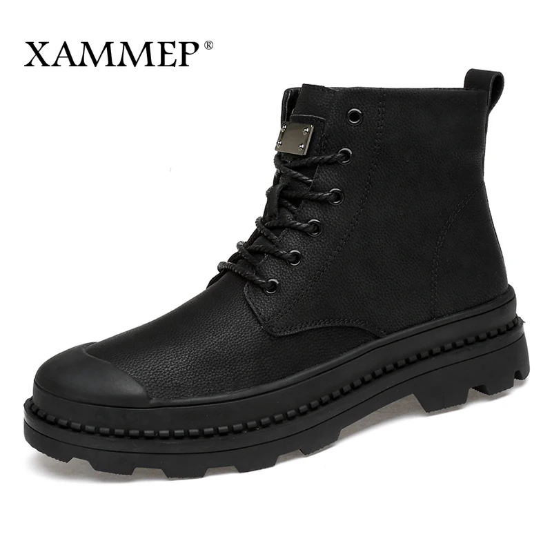 Мужские ботинки из натуральной кожи Xammep брендовые зимние на плоской подошве