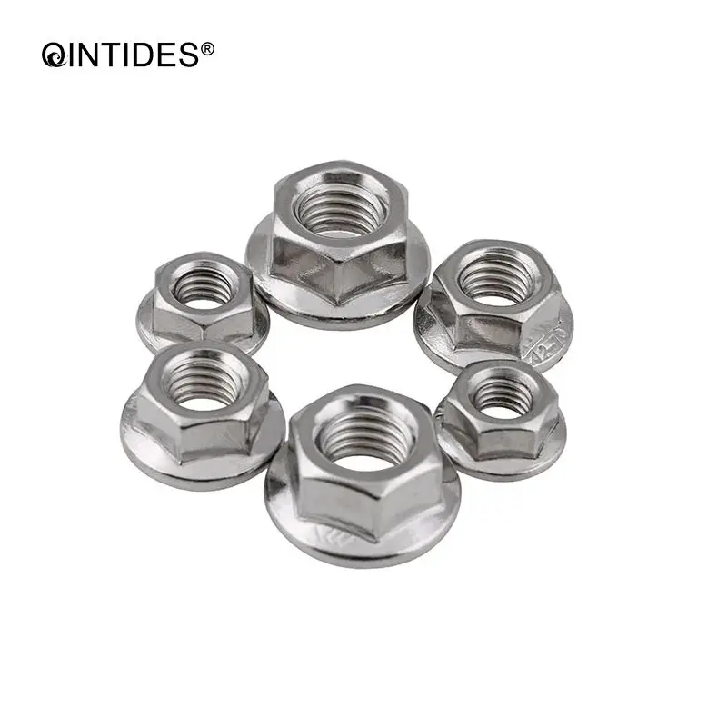 QINTIDES M3 M4 M5 M6 M8 M10 M12 M14 M16 шестигранные гайки с фланцем 304 фланцевые из нержавеющей