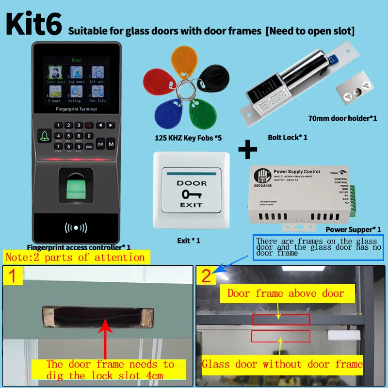 Kit 6 Считыватель отпечатков пальцев Биометрический Дверной замок diy kit Поддержка Usb Tcp ip RS 485 посещаемость времени RFID система контроля доступа - Цвет: Kit 6