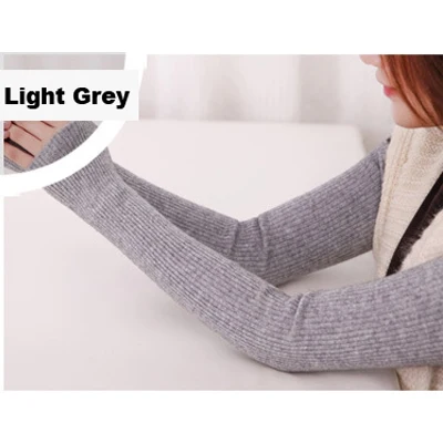 light grey hole Женские варежки, перчатки осень-зима, женские норковые кашемировые гетры с дырками, вязаные рукава, длинные вязаные митенки - Цвет: light grey hole