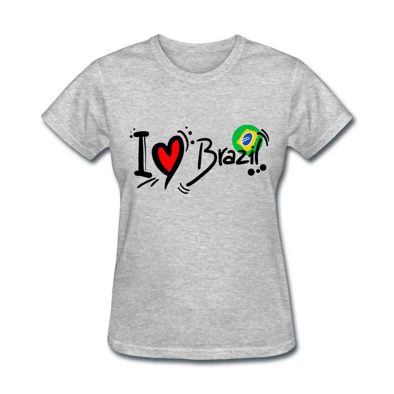 Модная летняя стильная забавная футболка из хлопка с надписью I Love Brazil для