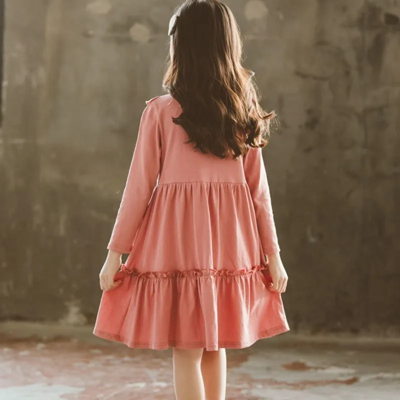 Школьная одежда для девочек-подростков хлопковое платье принцессы с длинным