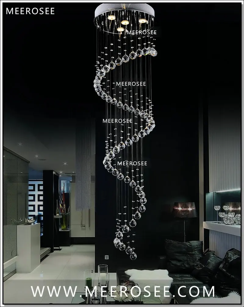 Satılık Ücretsiz Kargo Uzun Spiral Kristal Tavan Lambası/lamba/aydınlatma Armatürü Için Merdiven/fuaye/koridor Hazır Stok