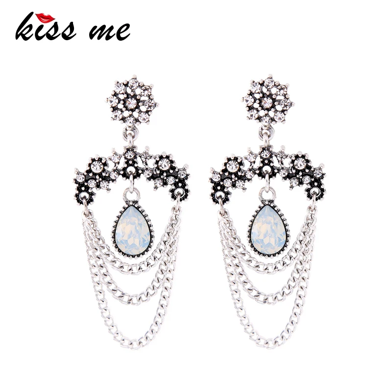 KISS ME Chic чистая Капля воды цветок слоистая кисточка Висячие серьги для женщин