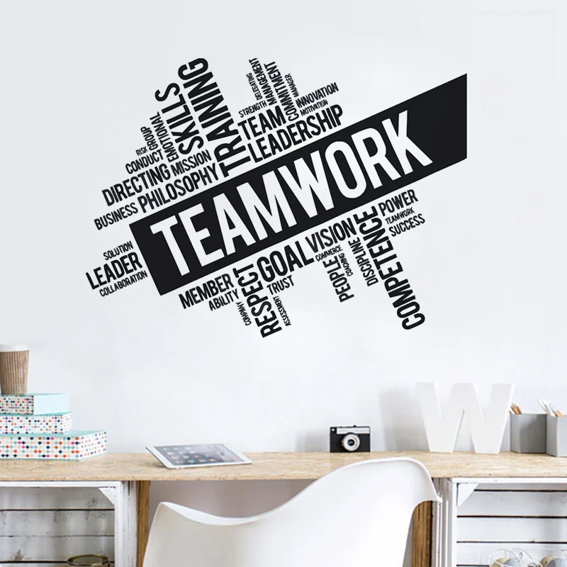 

Teamwork Words Wall Sticker Office Space Team Inspirational Quote Wall Decal Vinyl Teamworks Wall Mural Ofiice Decoration AY1261