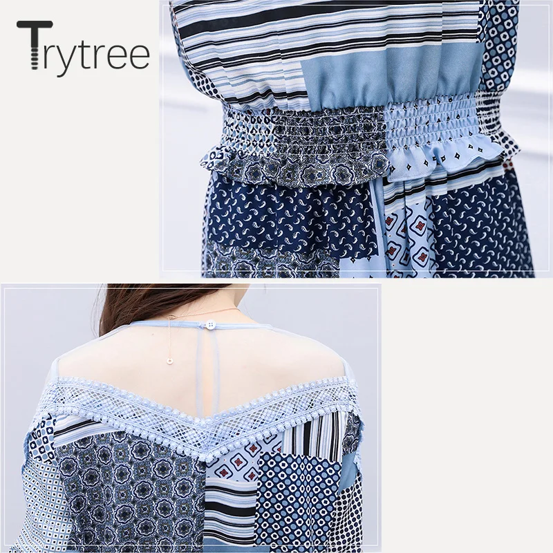 Trytree/весенне летний женский костюм из двух предметов повседневные богемные Топы +