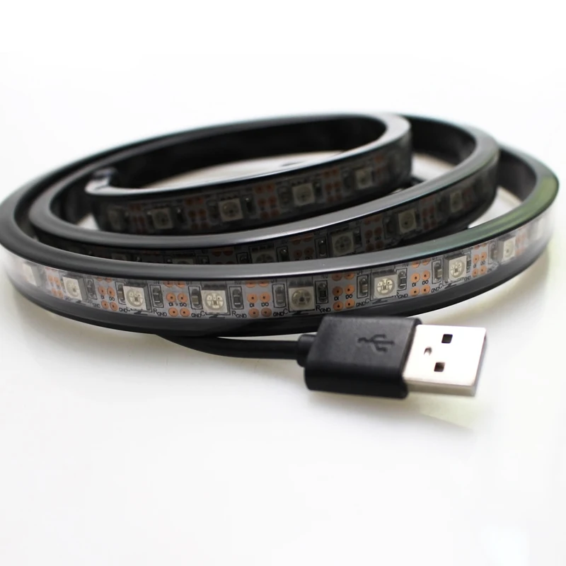1 м USB Светодиодные ленты светильник WS 2812 60led 60IC встроенный контроллер Сменные