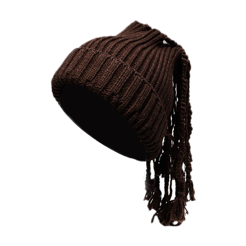 Новые Вязаные Skullies и шапочки с длинная коса Для мужчин женщин Зима