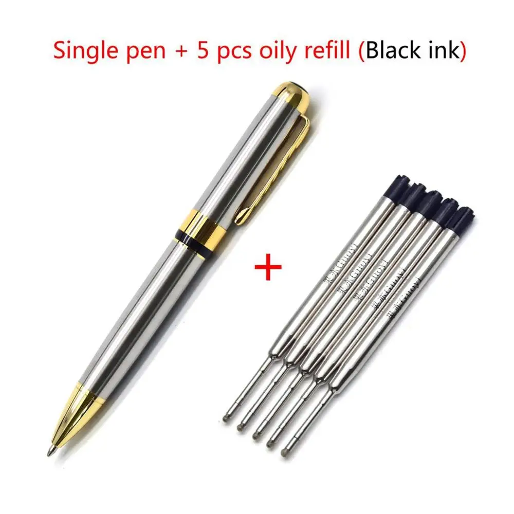 Steel-5 Black refill CCCAGYA C010 Классическая тяжелая металлическая вращающаяся Шариковая ручка для обучения в офисе, школе, Канцелярский подарок; ручка и бизнес-ручка для отеля - Цвет: Steel-5 Black refill