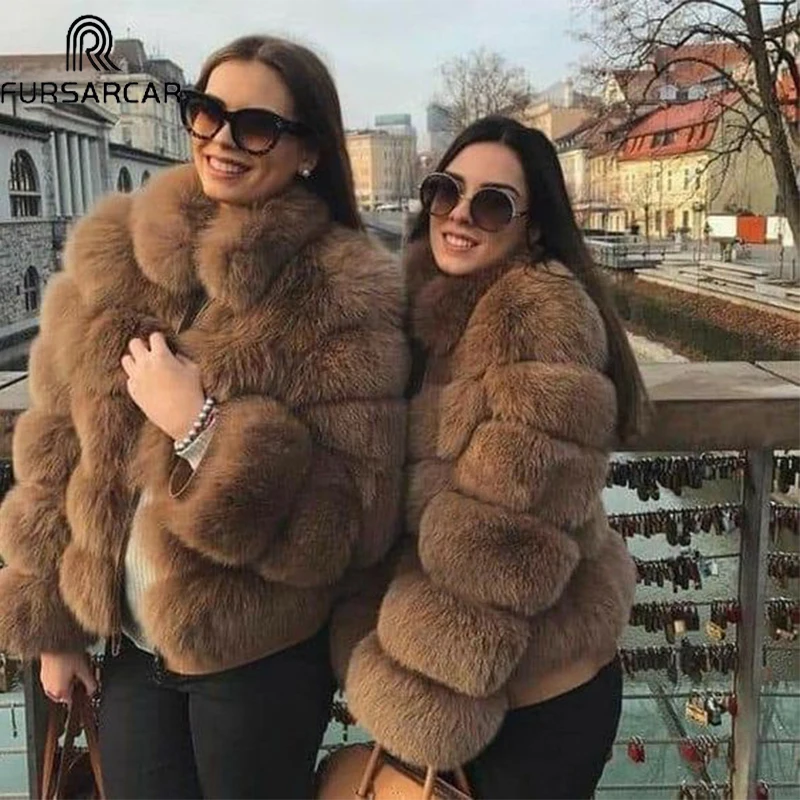 FURSARCAR зимние сапоги ботфорты шуба из натурального Лисьего меха модное утепленное