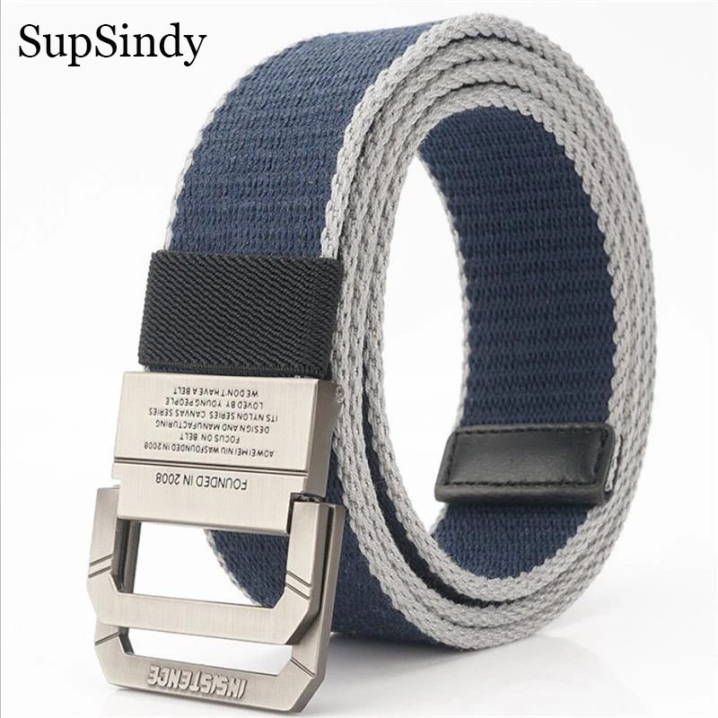 

SupSindy men&women canvas belt Double Ring Alloy buckle Jeans belts Army military tactical belts for Men high quality Male strap