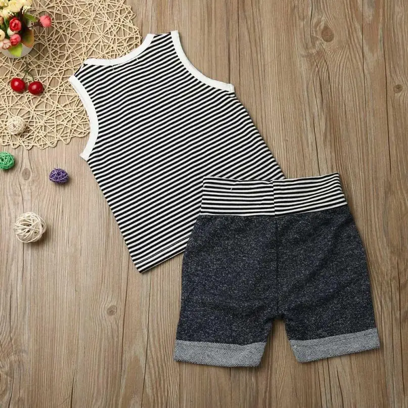 Summer baby boy clothes Newborn Infant Baby Boy Stripe T shirt Tops Shorts Pants Outfit Clothes Set roupas infantis menino 6-24M |