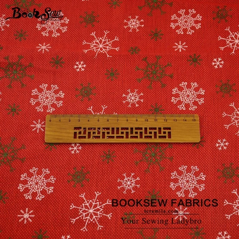 Booksew Лен Ткань Новогодние товары Снежинка Дизайн жира четверти метра 50x150 см тела