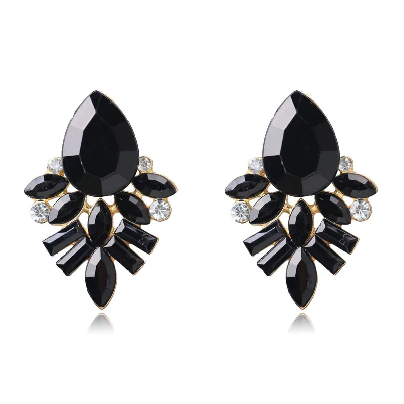 EB2131 Black Crystal Water Drop Earrings CZ Vintage Geometric Gold Square Exaggerated Long Dangle Earrings for Women Brincos Party Jewelry - Окраска металла: EB2131 Black