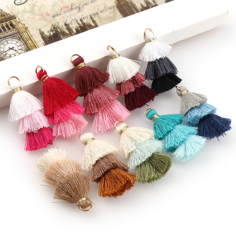 

6PCS Dangle Earring Pendant 3 Layered Tassel Charm DIY Earrings Findings Tassels Flowers/Brooch Production/Clothing Making 4CM