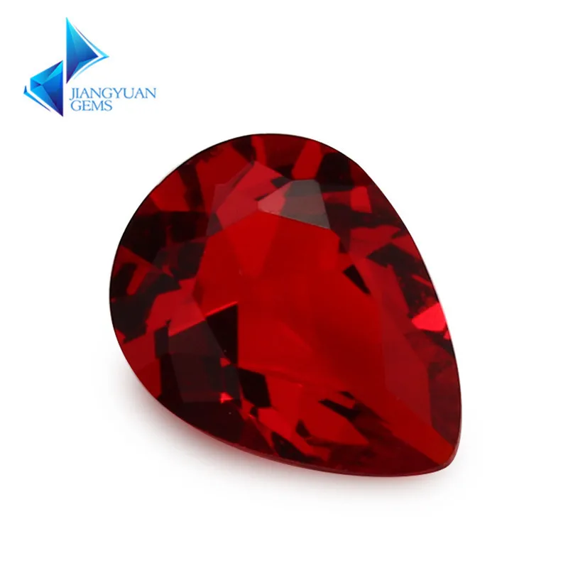 

Size 2x3~13x18mm Garnet Color Pear Shape Loose Glass stone Beads Synthetic Gems