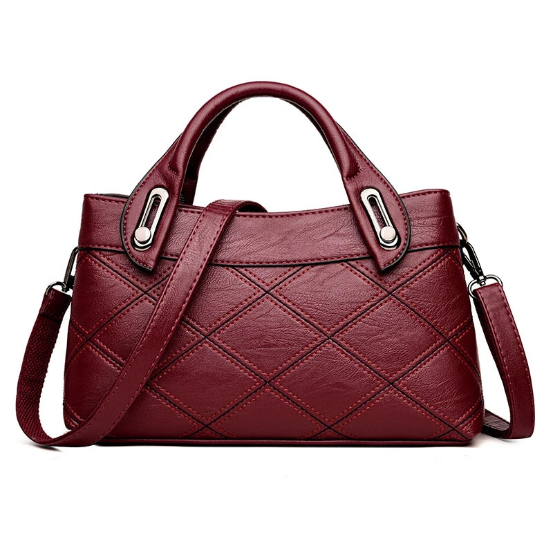 Модные женские кожаные сумки в стиле пэчворк OL клетчатая сумка тоут на плечо для