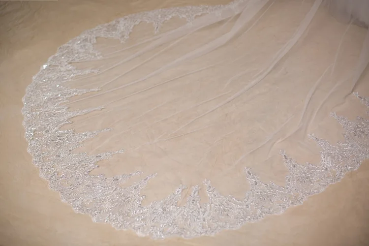 Развеселить Лин Оптовая 3 М Слоновая Кость Фаты Длиной Бисера Края Шнурка Bridal Veil