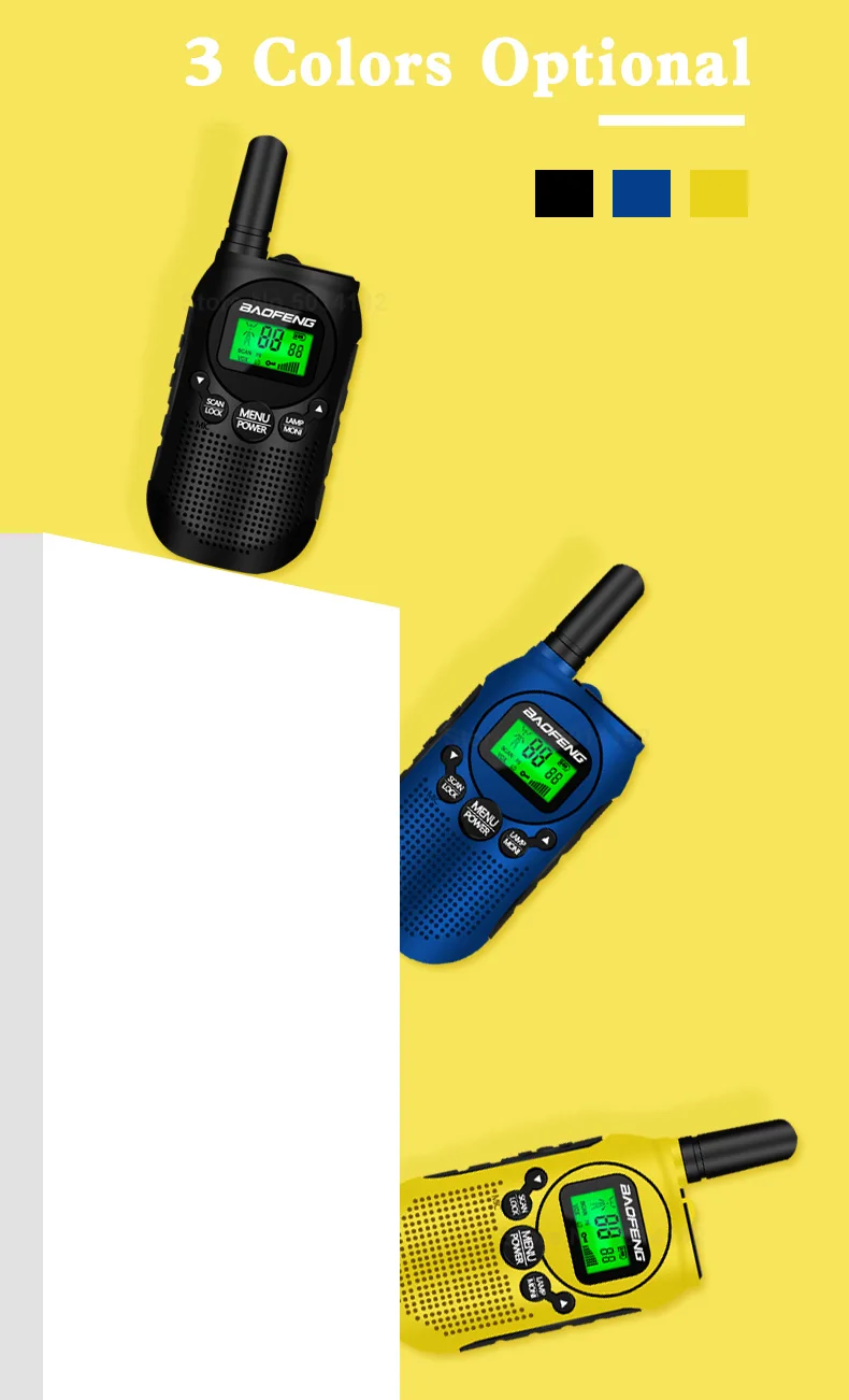 1 шт. Baofeng детская иди и болтай Walkie Talkie S, 22-канала FRS/PMR радио, 3 км Диапазон мини Two Way Радио с фонариком и ЖК-дисплей Экран подарок