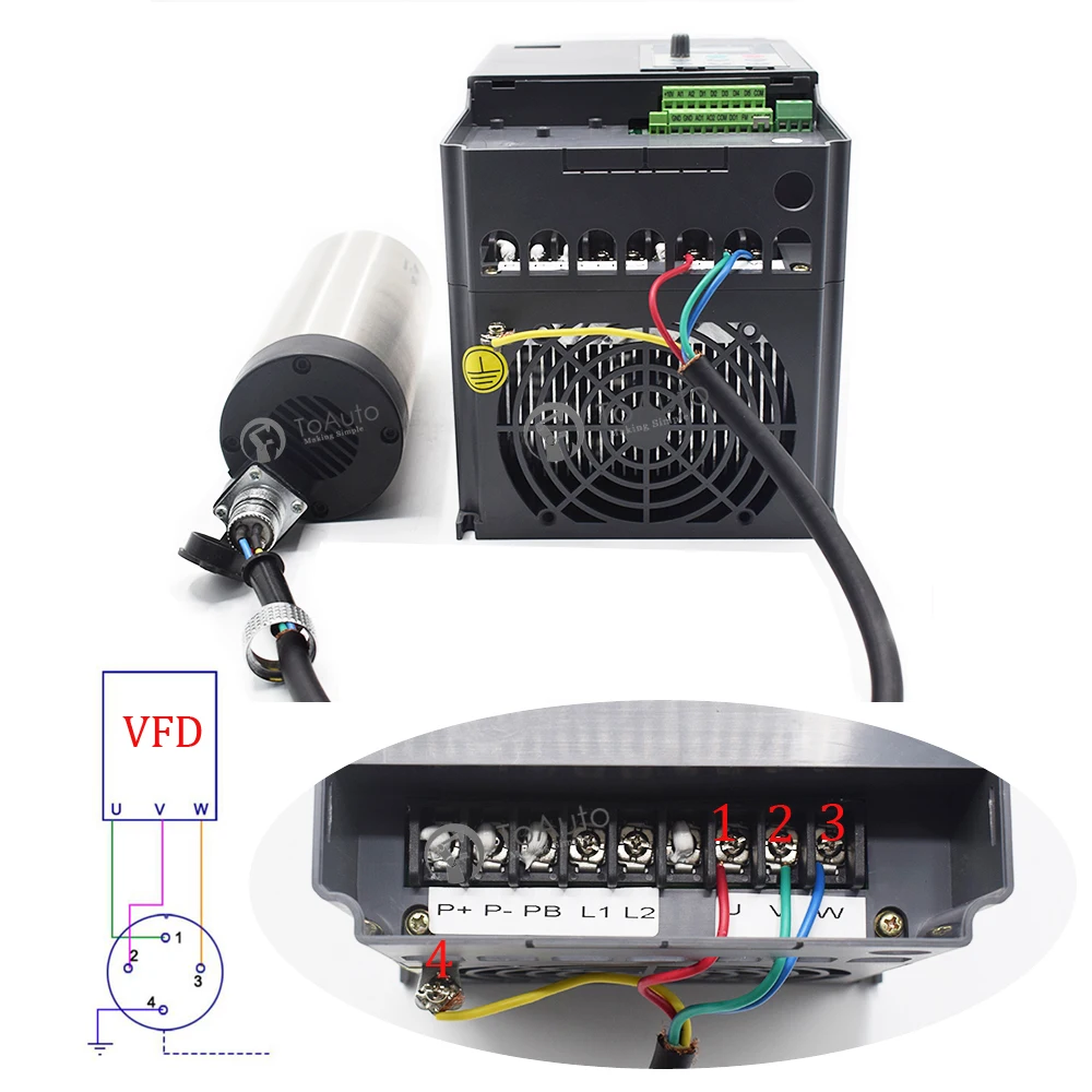 0.8KW 220V 5A 65*188mm 0.33NM 400HZ 24000rpm ER11 High Speed Spindle Motor+VFD for Woodworking Engraving | Инструменты