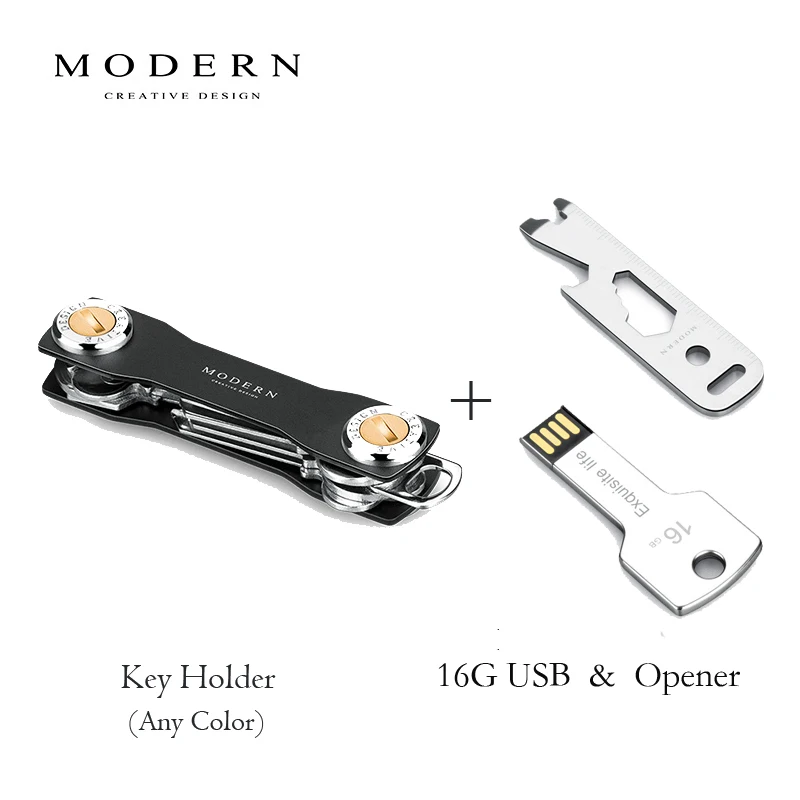 holder opener 16GB Брендовый алюминиевый ключ Умный кошелек DIY брелок EDC Карманный держатель для ключей органайзер для ключей-современный - Цвет: holder opener 16GB