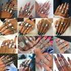 Женское кольцо на фаланги пальцев Tocona, винтажное геометрическое кольцо с крупным кристаллом серебряного цвета, с цветком, слоном, 20 видов стилей