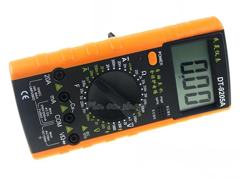 1 шт. DT-9205A Цифровой мультиметр ЖК-дисплей AC/DC Амперметр Сопротивление Емкость Тестер