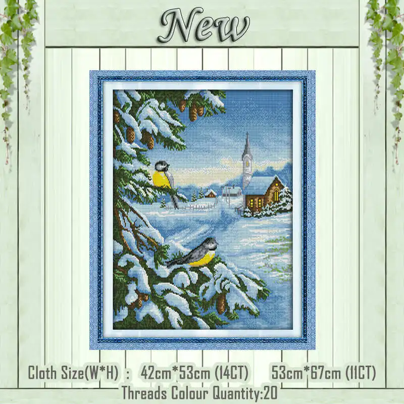 Snow bird Птицы Цветы животные мультфильм декор живопись Счетный напечатанный на холсте DMC 14CT 11CT вышивка крестиком наборы для вышивания - Цвет: Snow bird