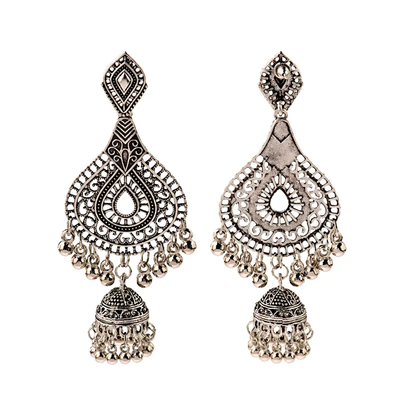Этнические серьги с золотыми кисточками Jhumka индийские этнические хиппи