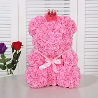 23cm foam bear of roses artificial flowers valentines festival diy rose bear flower bear cheap wedding decoration gift crafts