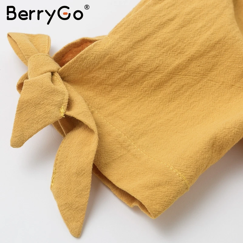 BerryGo сексуальная летняя блузка с v образным вырезом женская элегантная рубашка