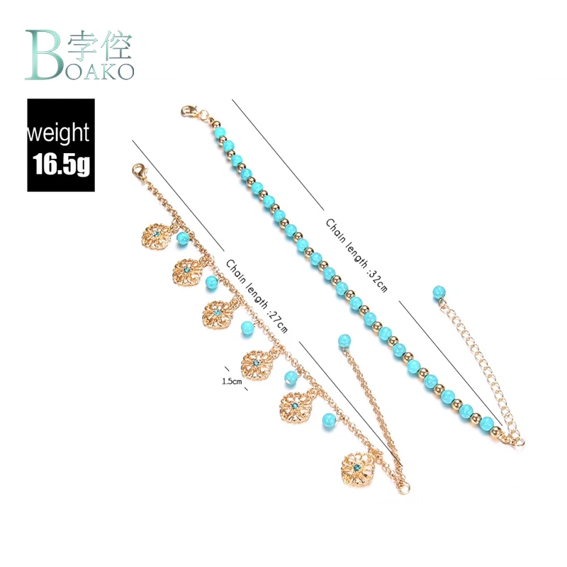 BOAKO Beads Stone Anklets for Women Foot Bracelet Ankle Female Rope Bohemian Pendant Jewelry Fot Leg B4 | Украшения и аксессуары