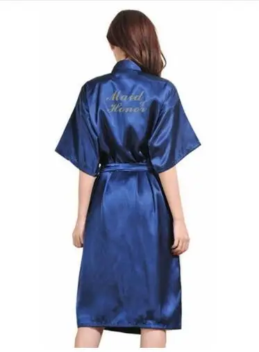 navy Maid of Honor TJ02 женский халат с буквенным принтом для невесты, подружки невесты, вечерние халаты - Цвет: navy Maid of Honor