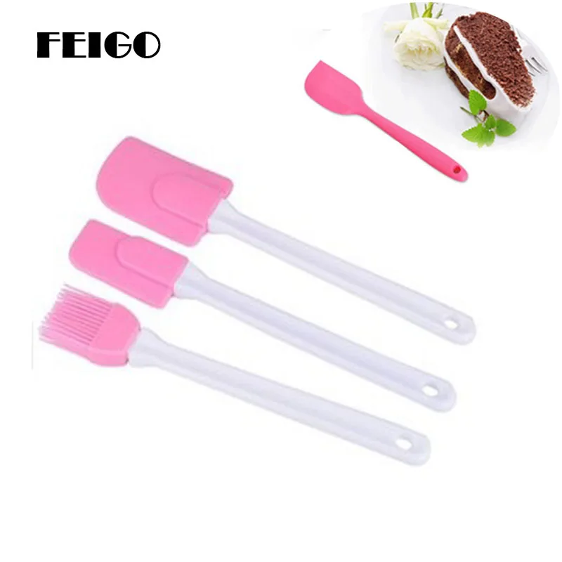 

FEIGO Quality Baking Sauce BrushSilicone Three sets Butter Cooking Spatula Cookie Pastry Scraper Cake Kitchenware Cake Tool F147