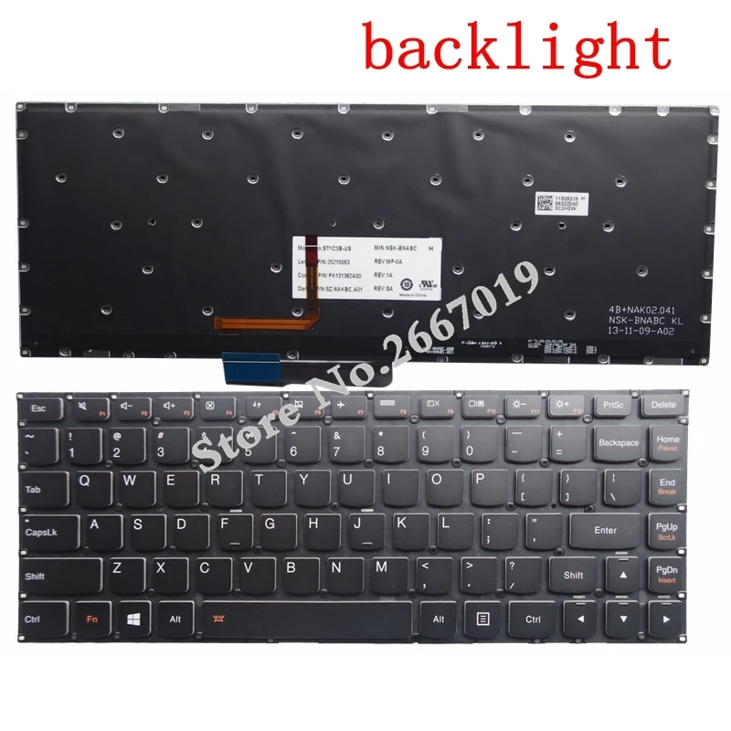 

US New English Replace laptop keyboard For Lenovo For yoga2-13 For 700-14ISK E31-70 Yoga 2 13 U31-70 20344 For yogaII backlight