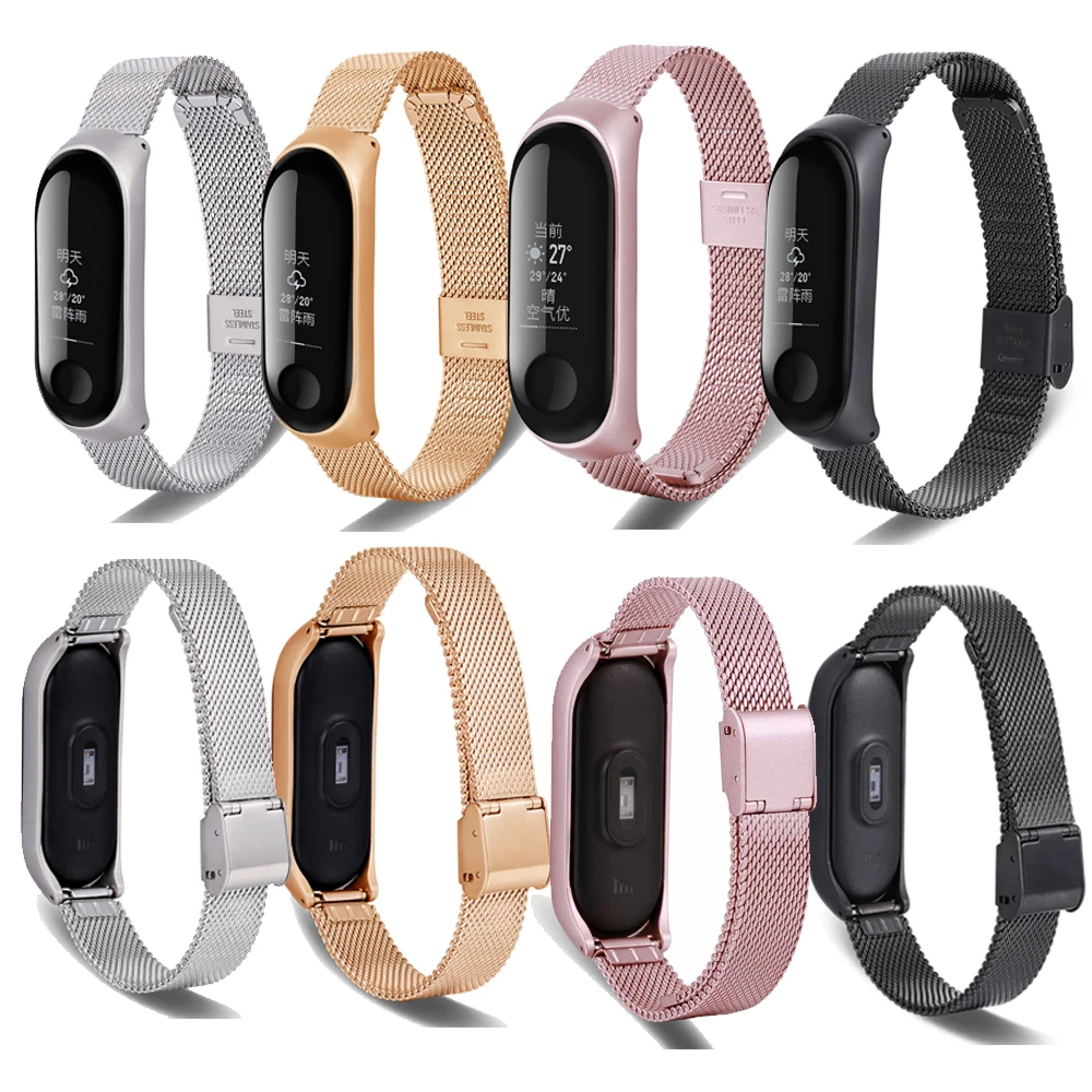 Для Xiaomi Mi band 3/4 металлический ремешок xiaomi 3 браслет из нержавеющей стали Миланский