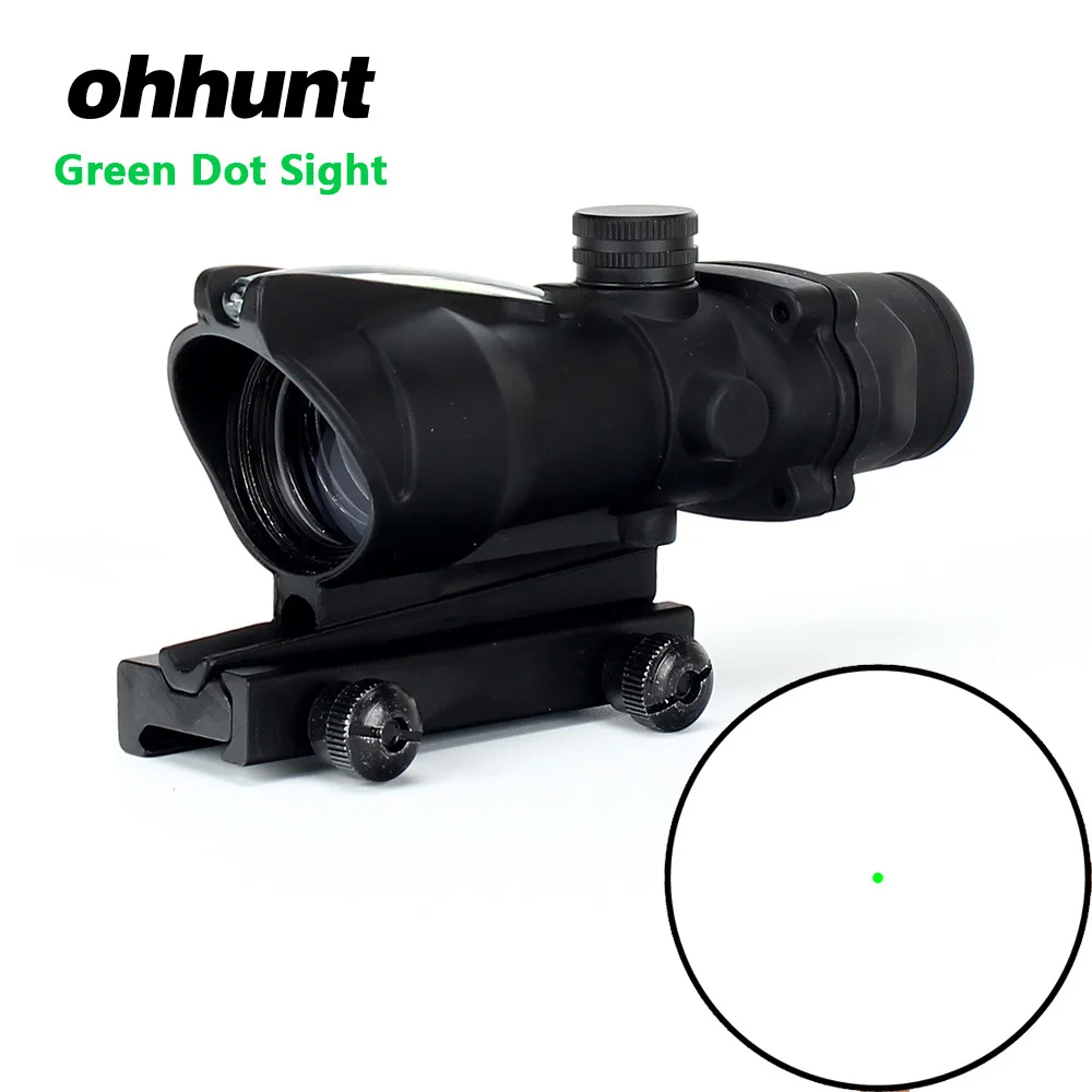 Ohhunt 1x32 Красная Зеленая точка зрения Охота реальный оптический Волокно область Стекло гравированный сетка тактический прицел для винтовки - Цвет: Black-Green Dot