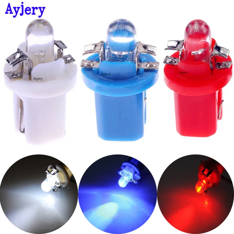 

AYJERY 100 Pcs 12V T5 LED Bulb Interior Dome Gauge Speedometer Car Light B8.5 LED T5 b8.5 Led 1 SMD White Dashboard Bulb