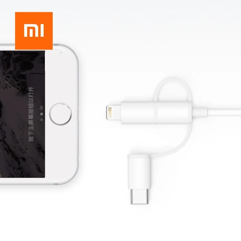 Xiaomi 3 в 1 кабель для передачи данных 100 см MFI для Lightning Micro usb type-C официальная сертификация для Android и iPhone