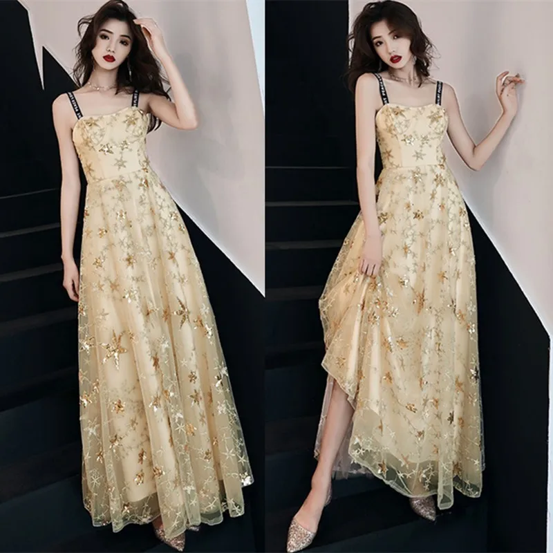 Подиум письмо спагетти ремень блестками платье 2019 летнее женские вечерние