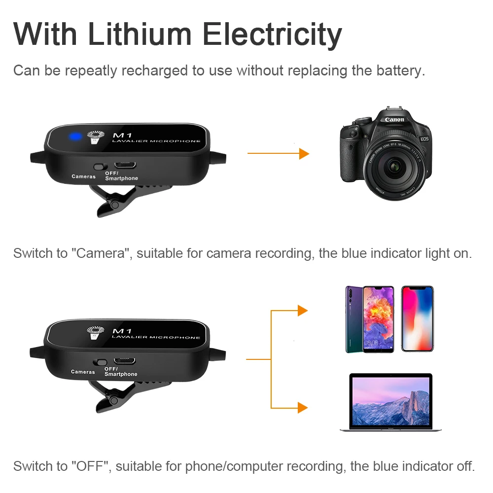 Петличный микрофон K & F Concept портативный внешний для камеры ноутбука IPhone Android GoPro