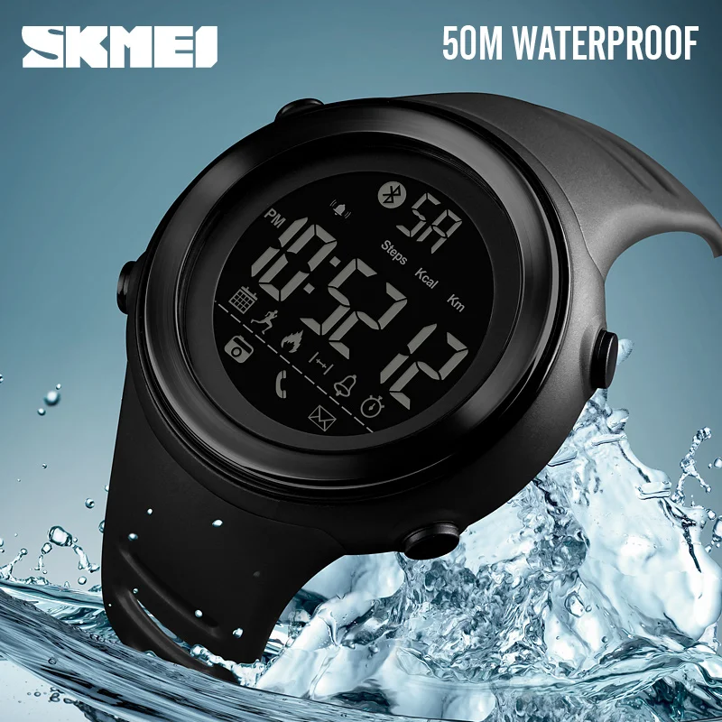 

Смарт-часы SKMEI мужские Bluetooth, шагомер, секундомер, водонепроницаемые спортивные часы, цифровые светодиодные электронные часы для мужчин, Сма...