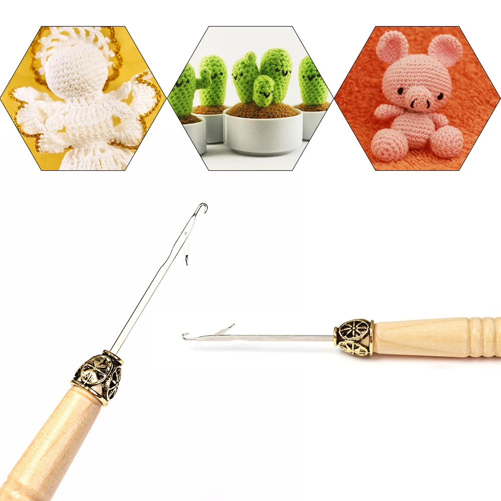 Вязальный крючок с деревянной ручкой 2 шт./компл. популярный полезный вязальный