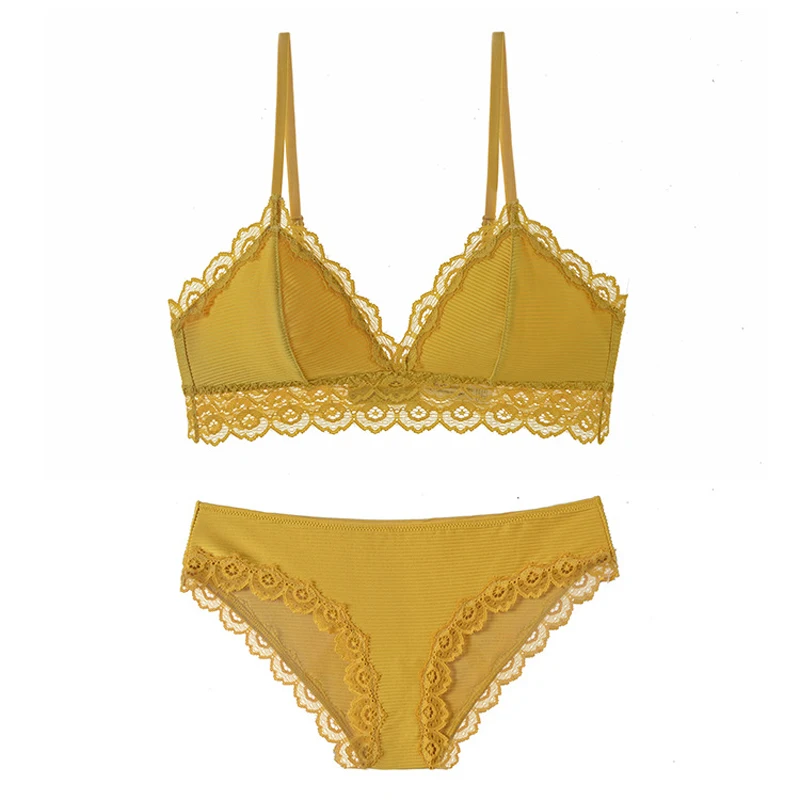 

Wriufred Ultra-thin Thread Underwear Brassiere Sets Breathable Bra Set Lace Sexy Deep V NO Sponge lingerie Set Plus Size Bras