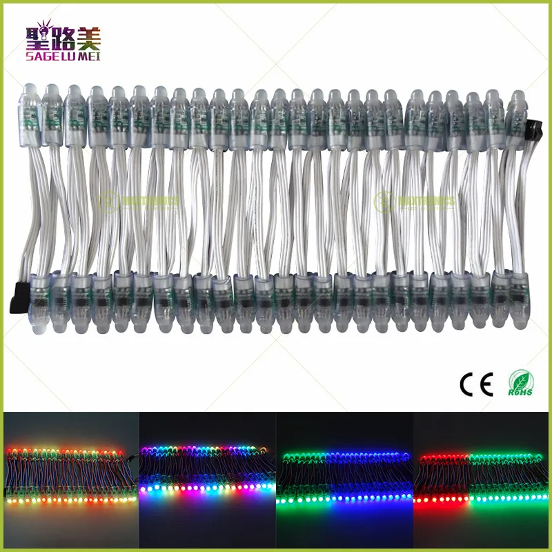 100pcs DC5V/DC12V White wire 12mm WS2811 IC RGB Led Module String Digital Full Color 3pin JST LED Pixel Light Waterproof IP68