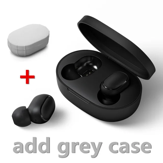 add gray case Xiaomi mi Red mi AirDots TWS Bluetooth 5,0 наушники, беспроводная гарнитура, шумоподавление, стерео наушники, наушники, гарнитура с mi c - Цвет: add gray case