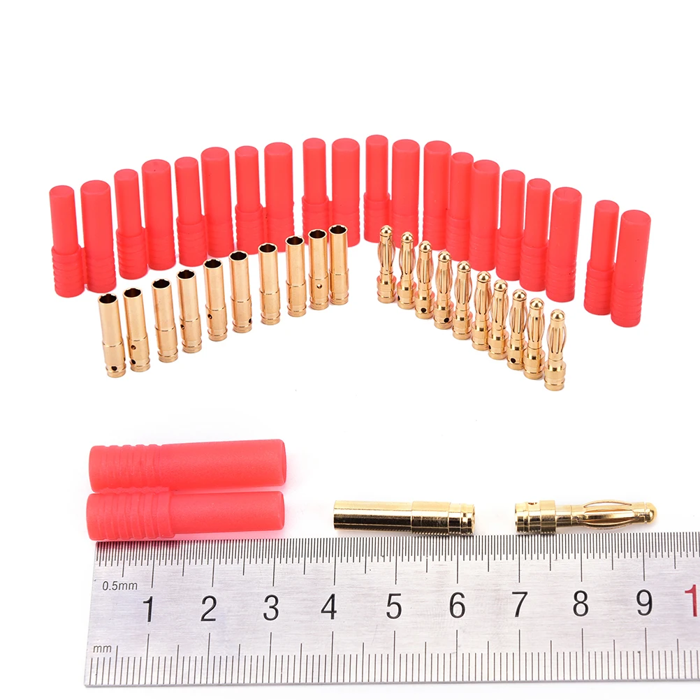 

10sets HXT 4mm Banana Plugs With Red Housing For RC Connector Socket AM-1009C Gold Plated Banana Plug